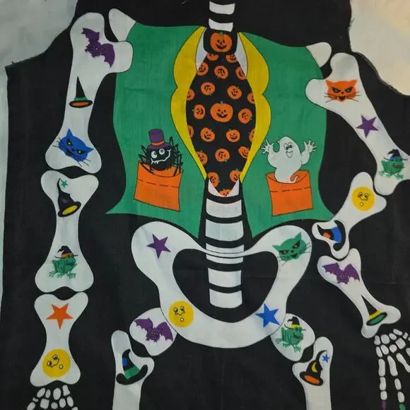 Vintage Skeleton Witch Pullover Halloween Costume Apron Mask Sheet 31" L 18" W - Picture 14 of 16